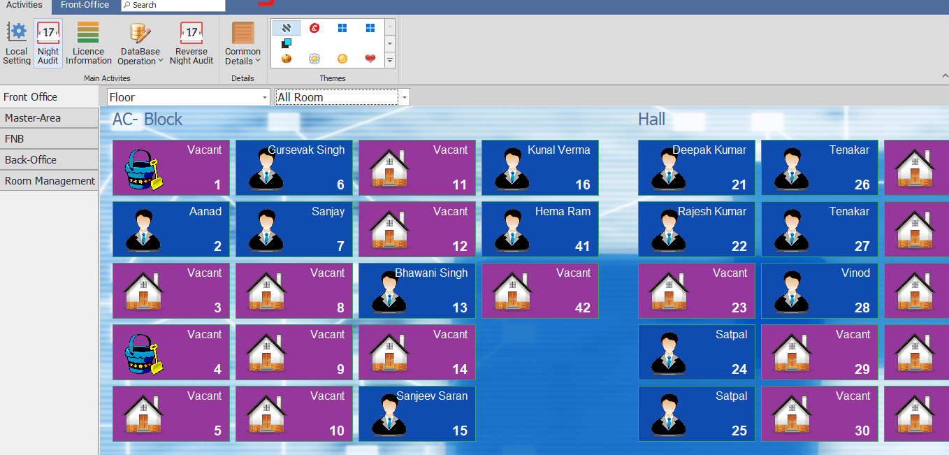 Royaal-SD hotel software, front office room view